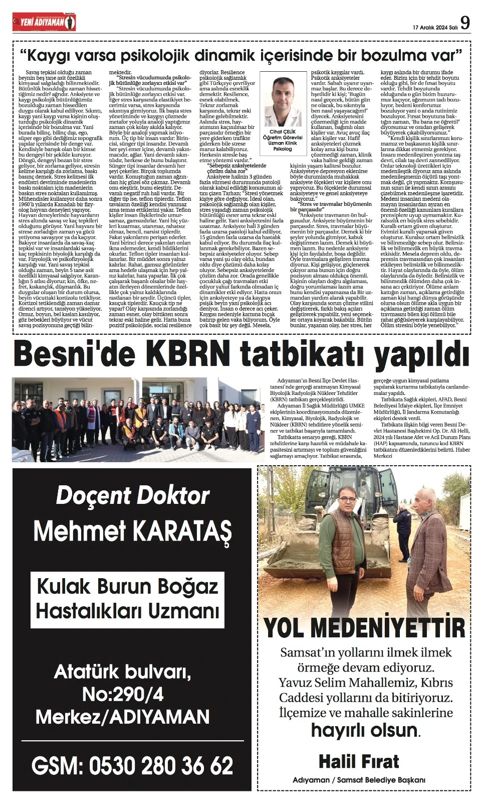 17 Aralık Salı - Yeni Adıyaman Gazetesi