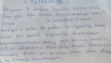 Adıyaman Merkez'de altyapı çukuruna düşen yaşlı adam yaralandı